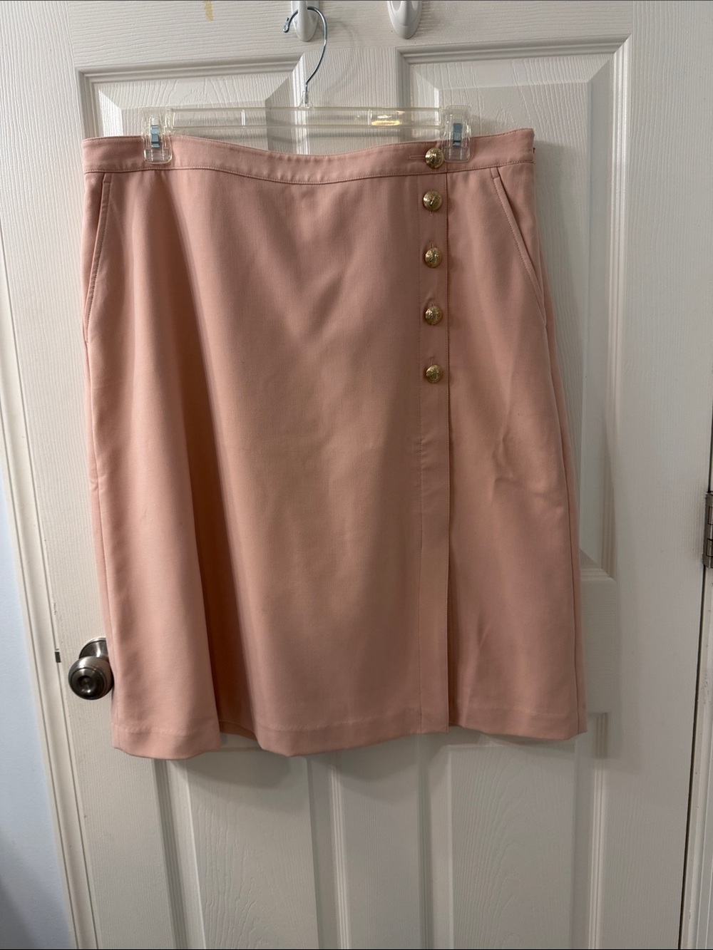 Talbots NWOT Blush Pink A-Line Skirt with Gold Buttons